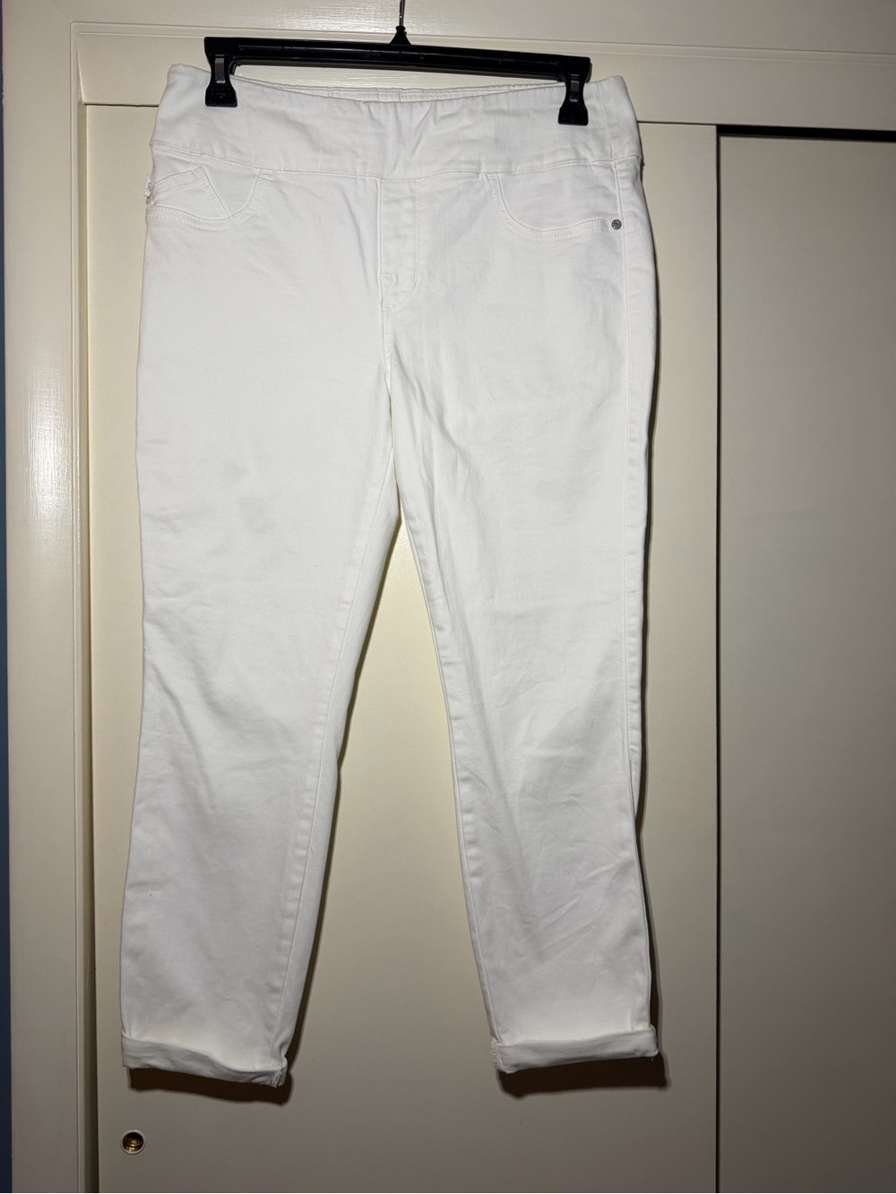 Women's Rock & Republic White Fever Crop Pull on Mid-Rise Jeans Size 16 M